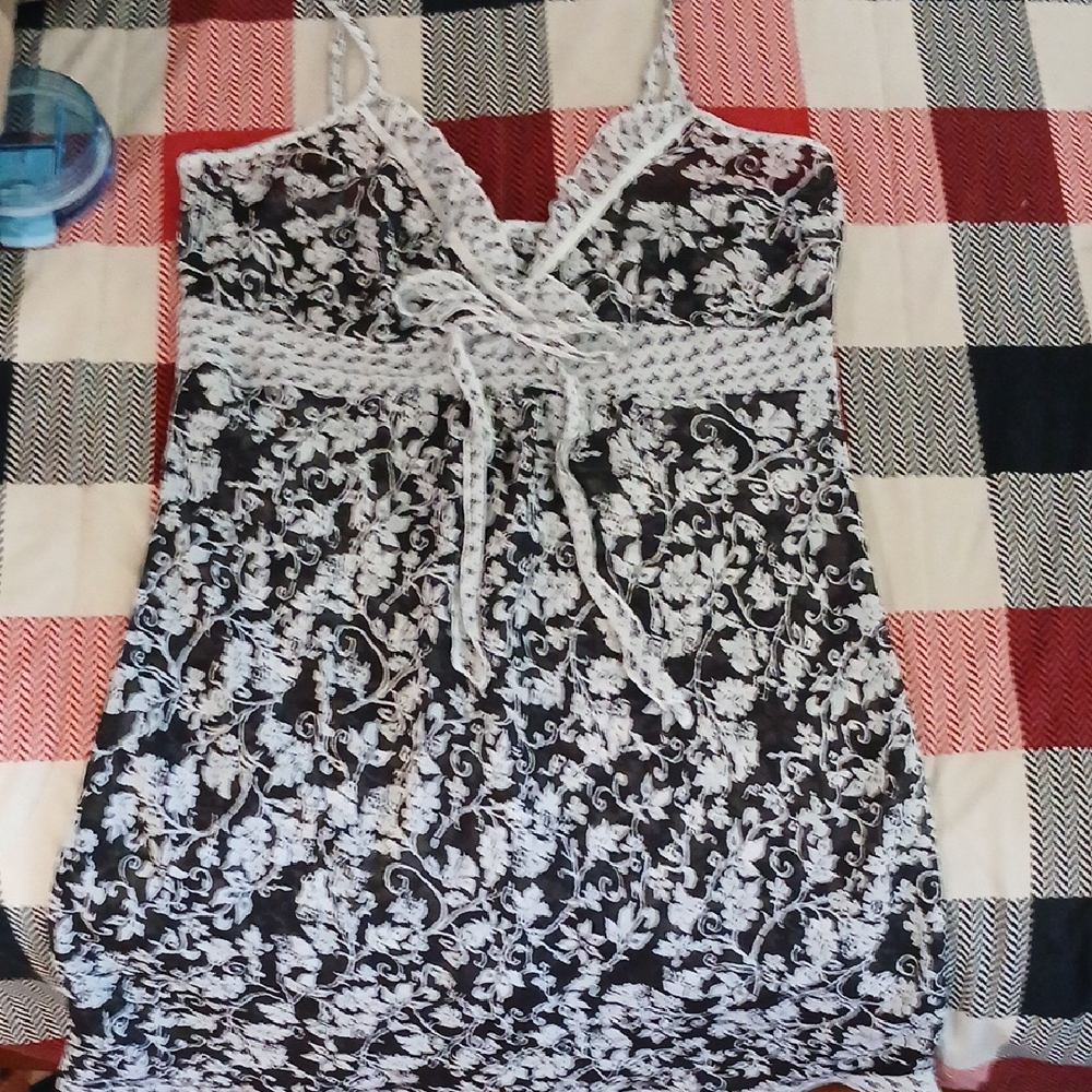 Floral Black and White Dress